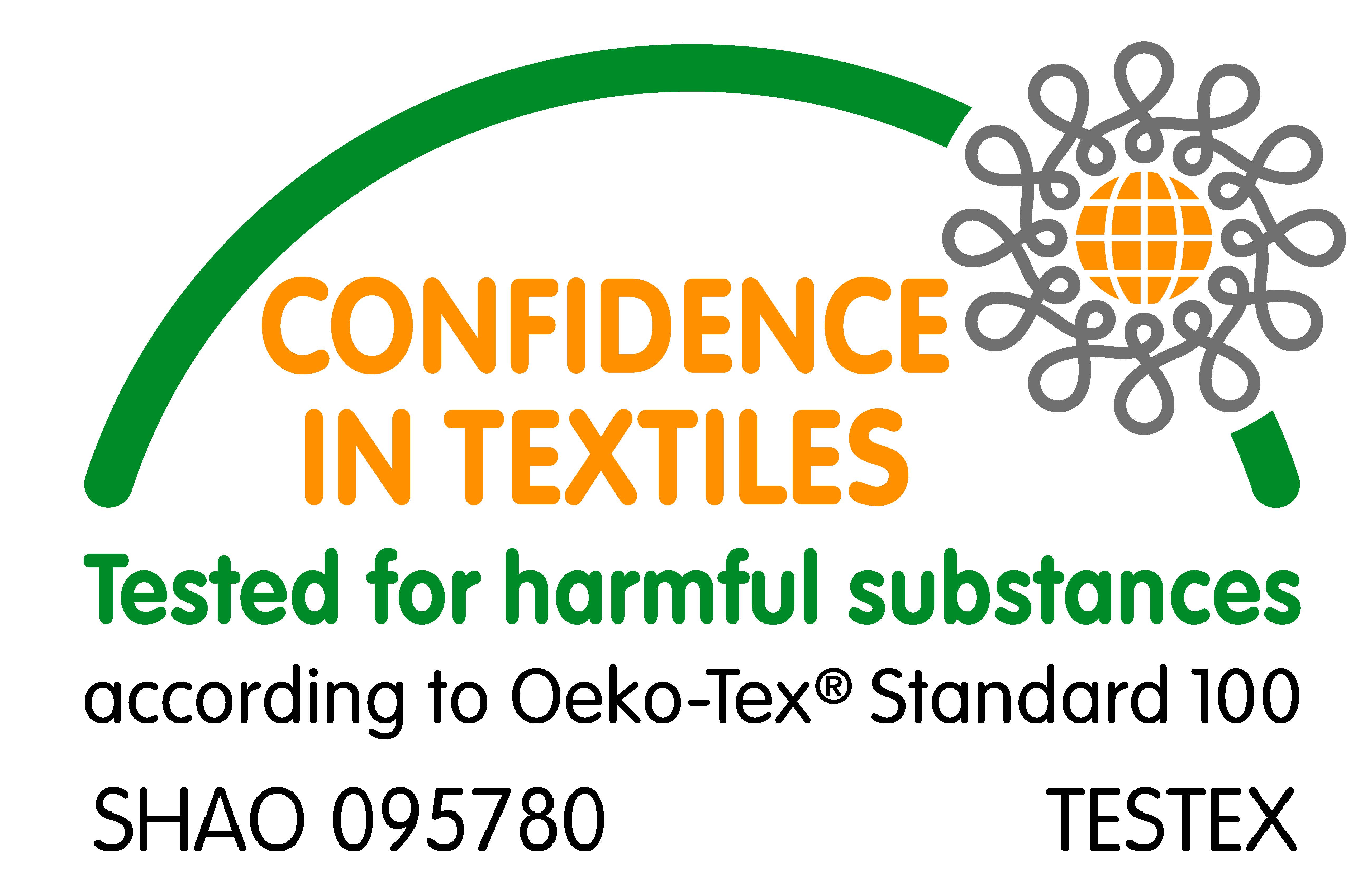 Oeko-tex confidence in textiles Standard 100 tested for harmful